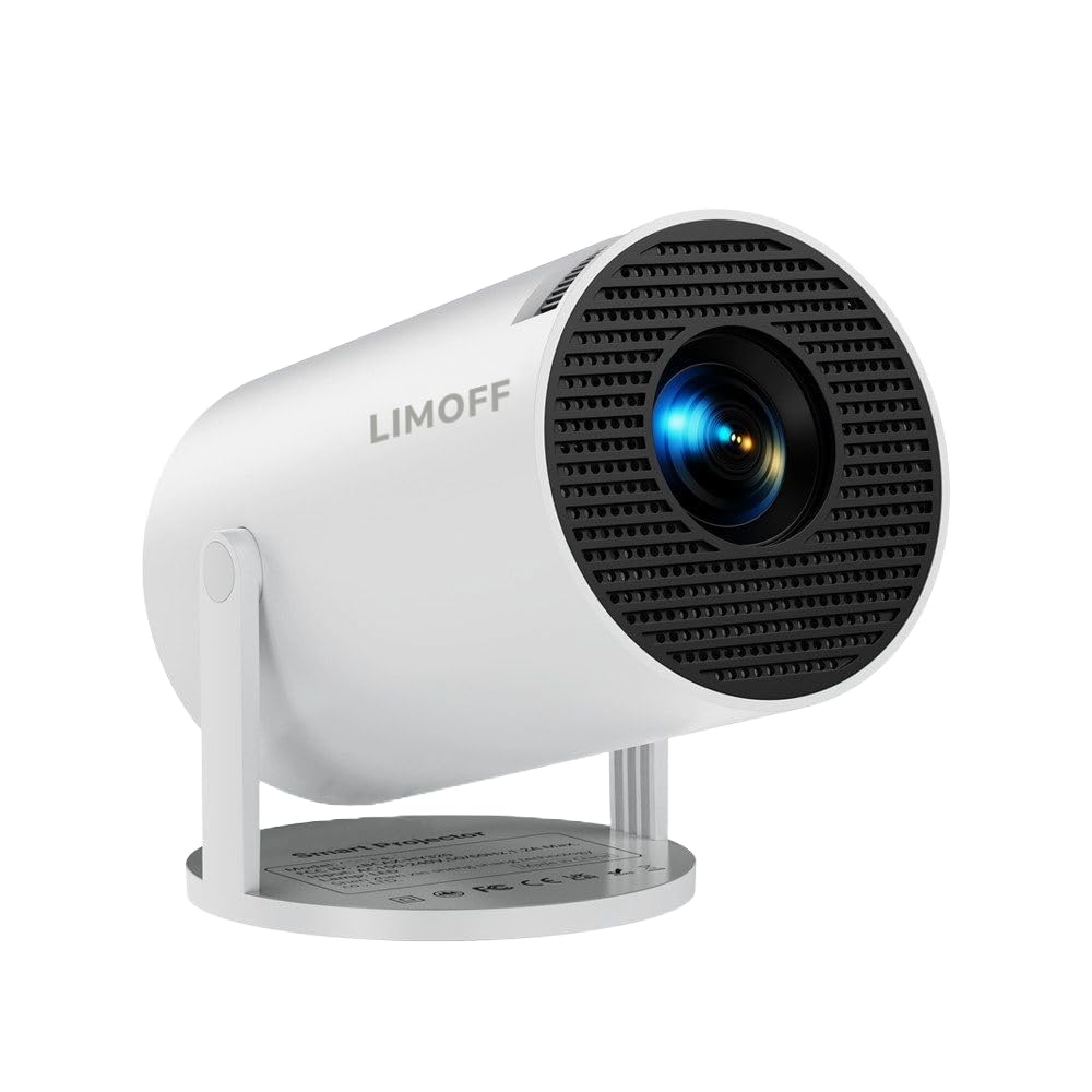 Mini Proyector Portátil HD 720p con Android TV 11, 200 ANSI Lúmenes, WiFi 6, BT 5.2, Corrección Keystone Automática, Pantalla hasta 150", HDMI, USB – Modelo 2025 Blanco