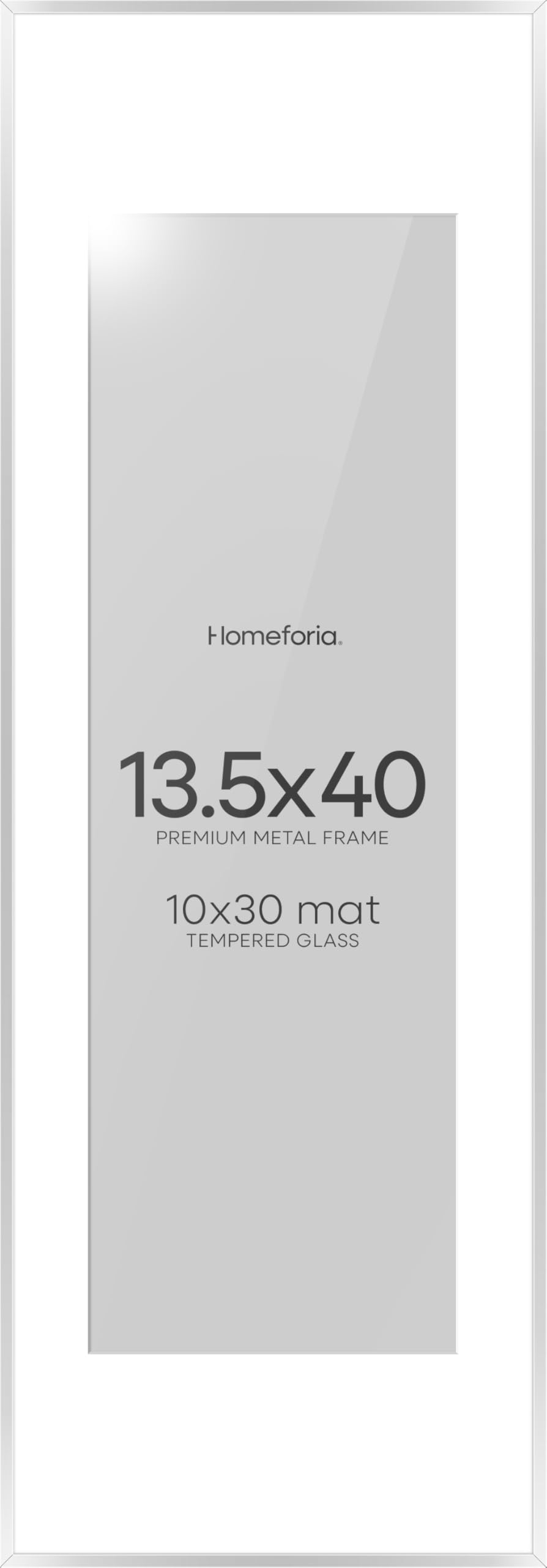 Homeforia 13.5x40 Silver Picture Frame, High-End Metal, 10x30 Mat, Glass | High End Aluminum, Tempered Glass, Acid-Free 10x30 Removable Mat, 13.5x40 in Edge-to-Edge Display 40x13.5, Wall Kit, Set Of 3