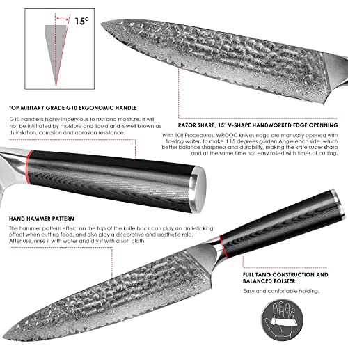 Kuwata CW001 Chef Knife 8 Inch Damascus Kitchen Knife, Professional Japanese Vg10 Damascus Steel Cooking Knife, Ergonomic Wood Knife Handle, Super Sharp Chef'S Knives thumb #5