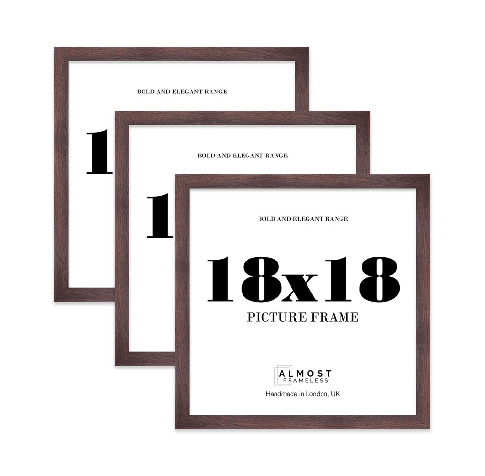 18x18 Photo Frame, Display 18x18 Pictures (22.9 x 15.2cm) Picture Frame for wall Display - Walnut - 3 Pack