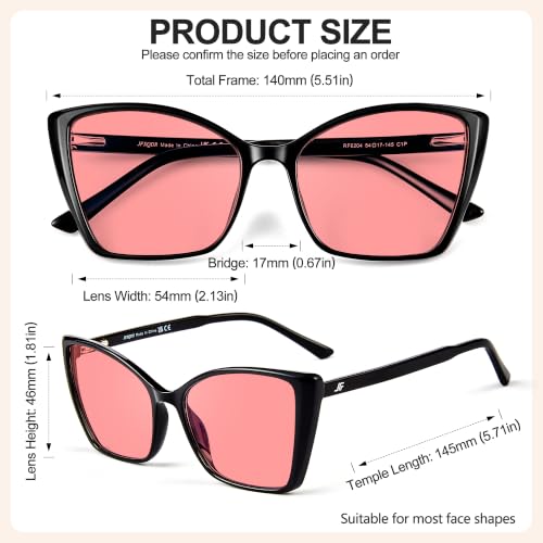 Image of Women's Fluorescent-41 Rose Cat Eye Tinted Blue Light Blocking Glasses for Migraine, Light Sensitivity, Photophobia & LED Gaming Computer Screen Glare