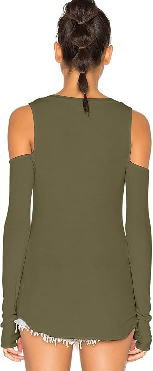 Mippo Cold Shoulder Tops for Women Long Sleeve Workout Tops