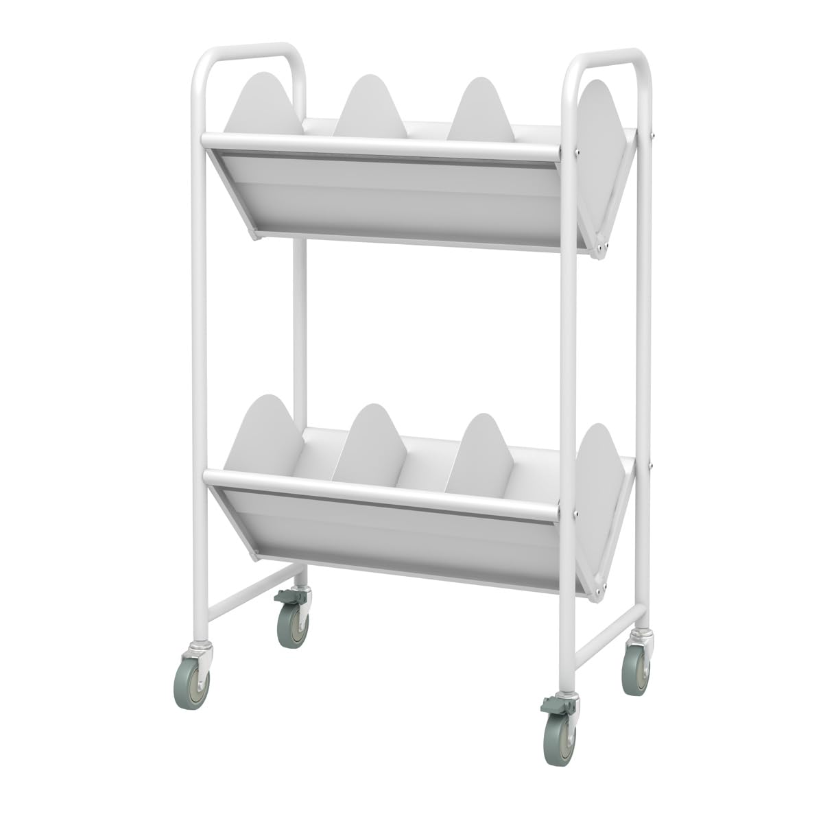 トヨダ ファイルワゴン 2段 仕切り8枚付 キャスター付 ホワイト BR-2 ファイルワゴン ブックラックワゴン 書類ワゴン 2段 大型