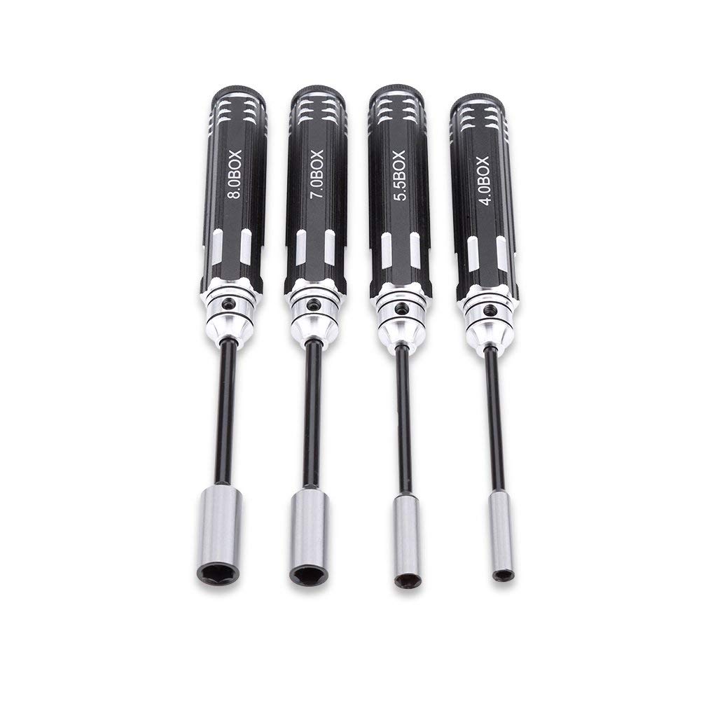 Excefore Hex Nut Driver Set Hexagonal Head Nut Wrench 4.0/5.5/7.0/8.0mm,4Pcs RC Repair Tools Kit Socket Screwdrivers for RC Cars Model Airplanes Sportinggoods Deformation Model