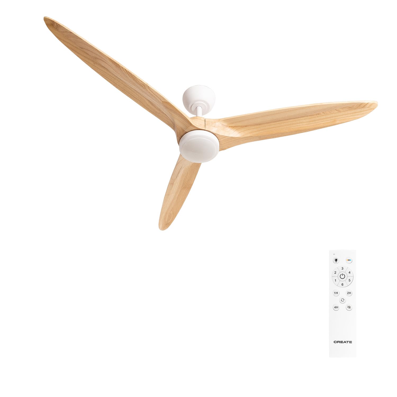 CREATE / WIND CENTURY/Ceiling fan with light white light wood with control/40W, programmable, Ø152 cm, 6 speeds, summer-winter function, LED light 3 temperatures