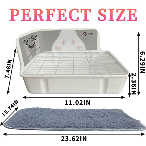 Image of Rabbit Litter Box for Cage Corner Bunny Toilet Small Animal Potty Training with Dustpan Broom Chew Toys for Chinchilla Ferret Hedgehog Gerbil (10 Pcs)