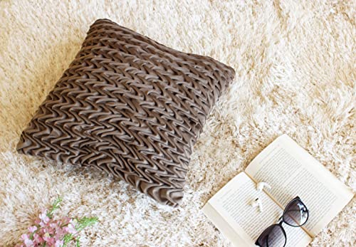 Image of Monstera Hut Corded Wavy Suede Dark Taupe Cushion Cover Pack of 2, (Cushion Cover 16x16inch) (40.6 x 40.6 cm)