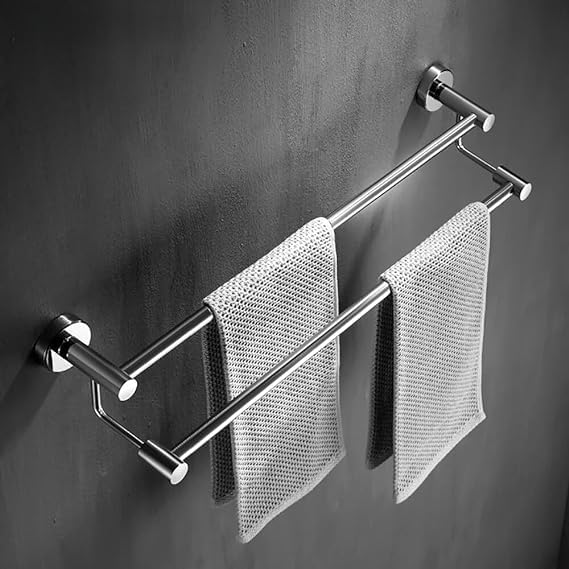 BathFits Stainless Steel 304 Grade Double Rod Towel Holder Hanger 24-Inch - Premium Bathroom Towel Rack (Pack of 1)
