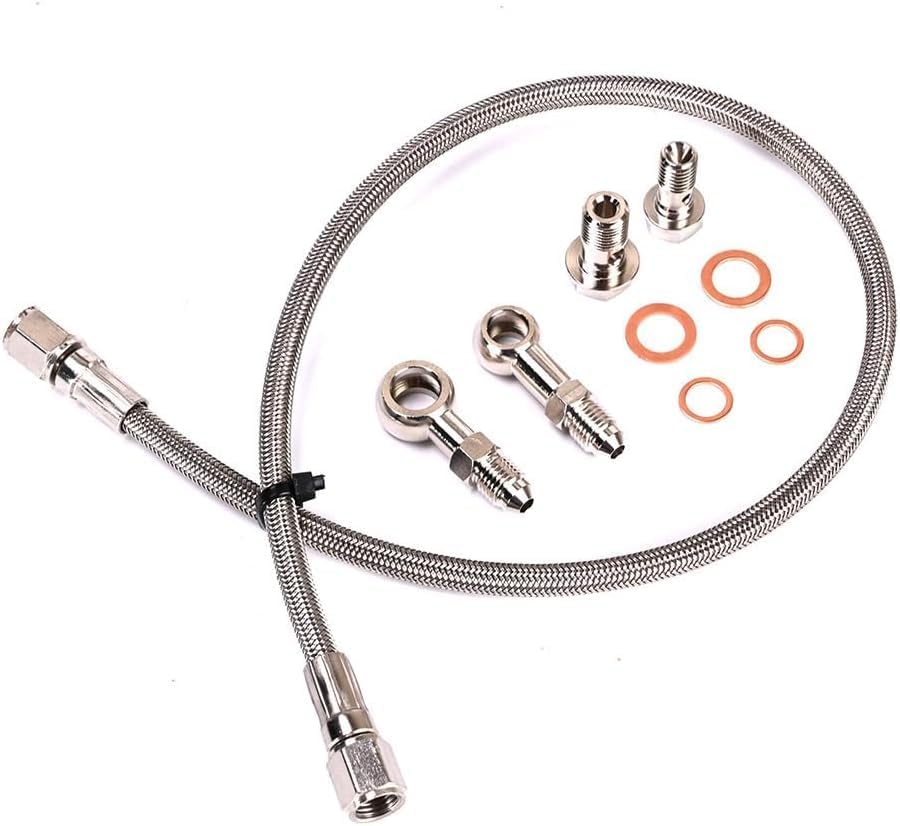 Turbo Oil Feed Line is compatible with SUBARU WRX TD04 TD05 Turbo (M10x1.5 mm) (100cm line)