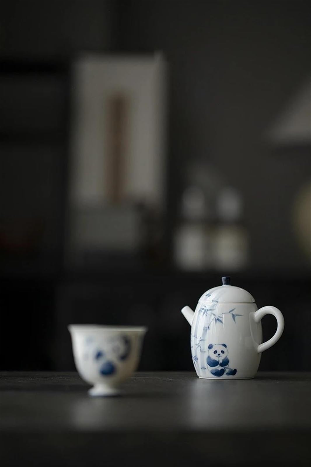 Zestaw do popołudniowej herbaty Zestaw do popołudniowej herbaty Mleko Oolong Herbata Guan Yin Jaśmin Typ naczyń do herbaty Chiński ceramiczny czajnik Malowany ręcznie Panda Bambusowy czajniczek Zestaw