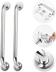 Kit 2 Barra Alça De Apoio Corrimão Segurança Banheiro Idoso Deficiente 40cm Inox Não Enferruja Acessibilidade Pegador Suporte Design Elegante
