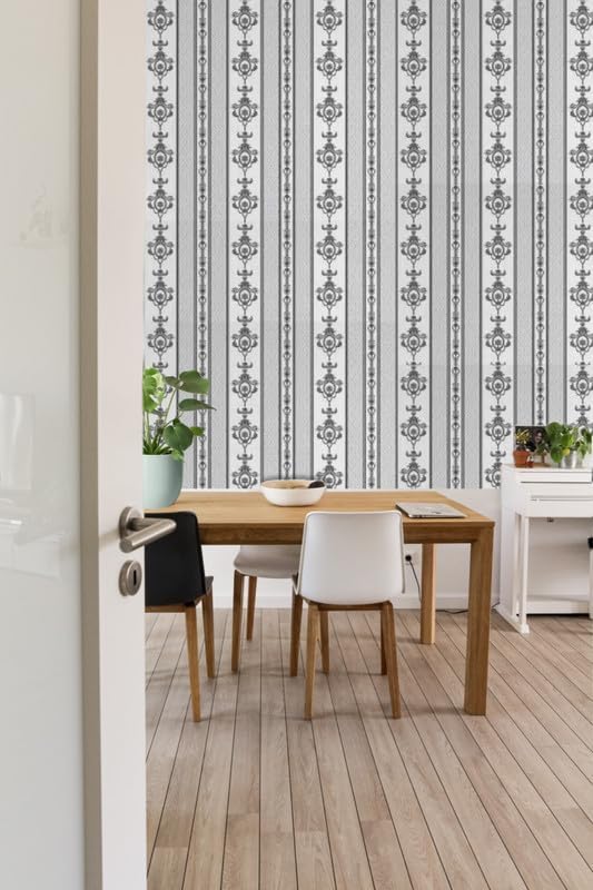 Image of Green Floral Peel and Stick Wallpaper Elegant Lillies Bedroom LIVINGROOM PVC SELF Adhesive Wallpaper 200 * 45CM-9SQFT (Black and White Floral)