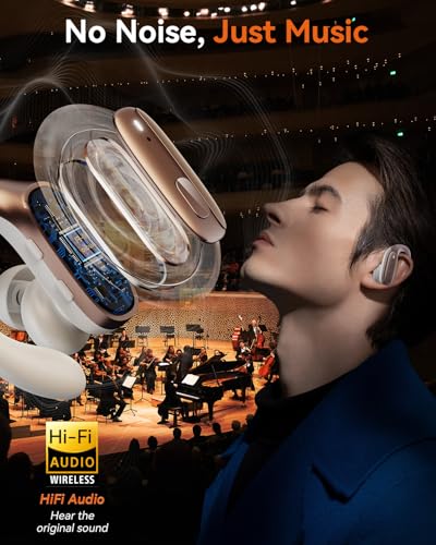 Image of Wireless Earbuds, Sports Bluetooth 5.4 Headphones, Ear Buds with ENC Noise Canceling Mic, 80Hr Playtime Earphones, Palm-Sized, LED Power Display, IPX7 Waterproof Headset for Workout Running, Rosegold