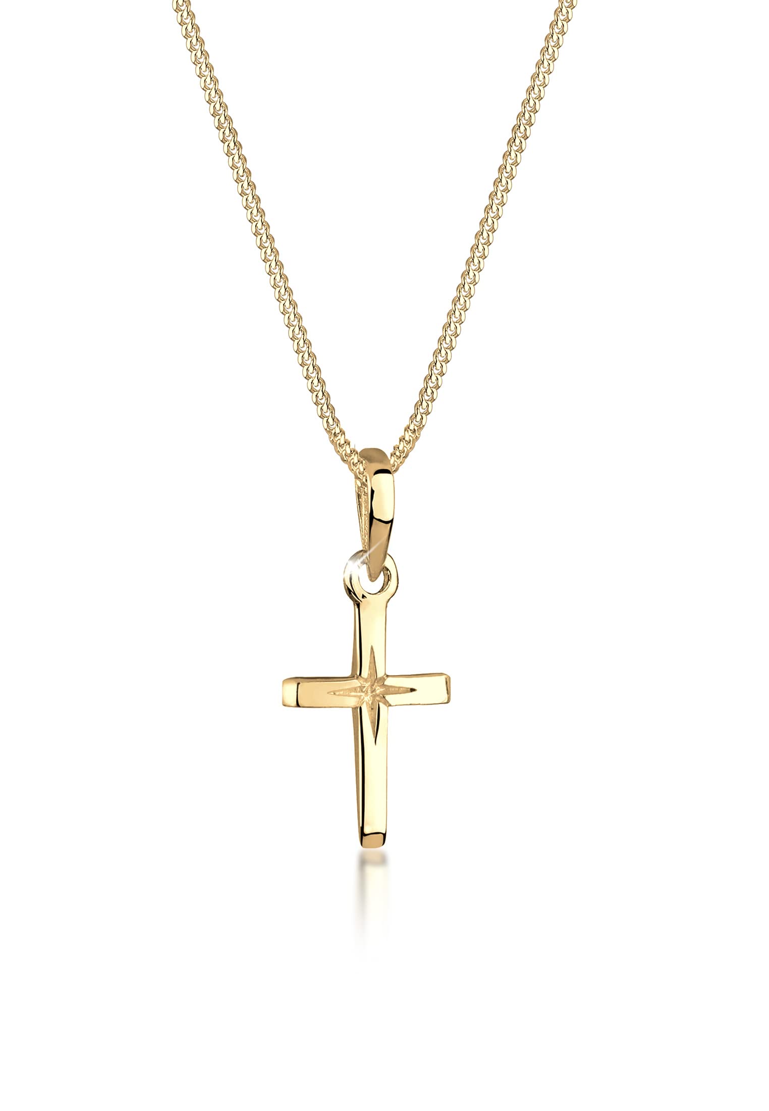 Elli Collares Mujeres Colgante de Cruz con Grabada de Estrella Filigrana en Plata de Ley 925
