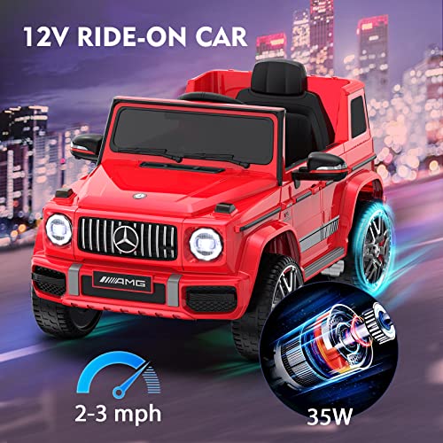 Anpabo Licensed Mercedes-Benz G63 Car For Kids, 12V Ride On Car W/Parent Remote Control, Low Battery Voice Prompt, Led Headlight, Music Player & Horn, Soft Start, Kids Electric Vehicle, Red #TOP2