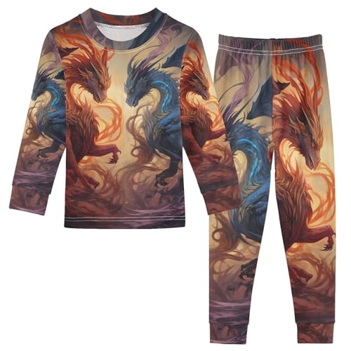 ALAZA Magic Dragons Pajama Set Pijamas Para Niños Long Sleeve Sleepwear