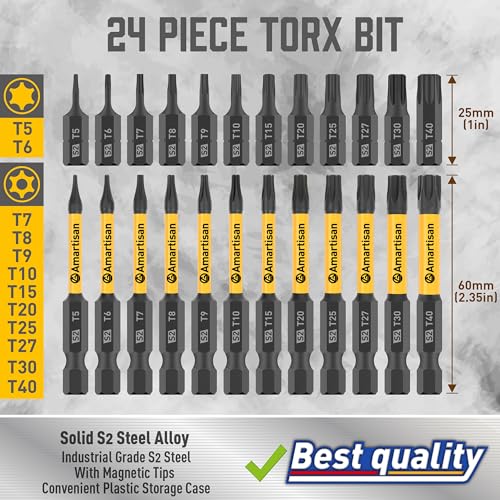 image for Amartisan Torx Bit Set, 24-Piece S2 Steel, 1