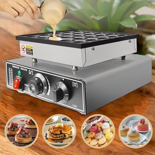Máquina para Hacer panqueques, waflera eléctrica Antiadherente de 850 W con Temperatura Ajustable de 50 a 300 ℃ y Temporizador de 5 Minutos para Crepes, Huevos y más - Diseño de 25,