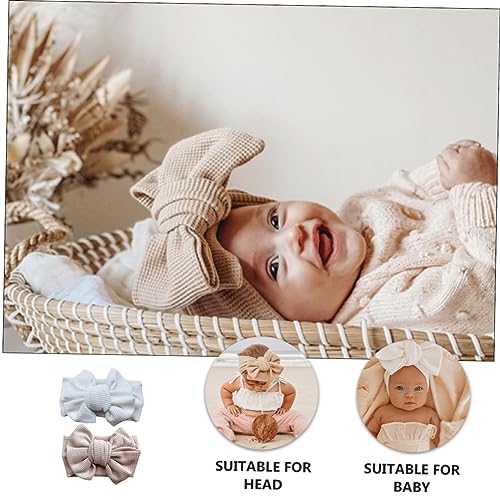 UPKOCH 2pcs Boy Girl Hair Bow Headbands for Girls Adorable Festival Accessories Soft Waffle Knit Design for Newborns and Special Occasions4