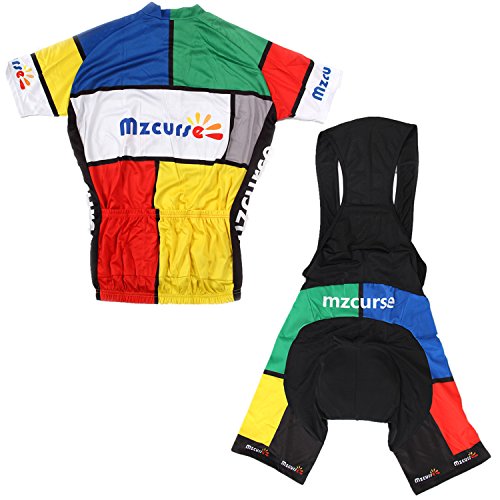 Mzcurse Mens Bicycle Cycling Shirt Jersey + Shorts Pants Suit Sets (Color1 Bib, Large,Please Check The Size Chart ) #TOP2