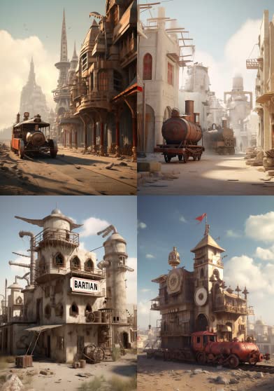 AVARDAN ART Countires Steampunk Lot de 4 affiches murales sans cadre N2 (pays du Bahreïn Steampunk, 210 x 297 mm)