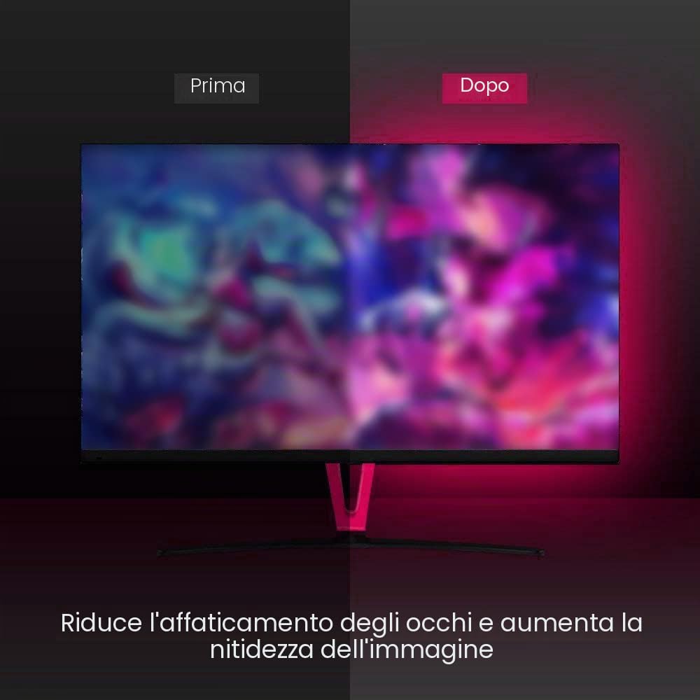 Lixada 8 strisce LED USB da 50 cm, set di luci flessibili con mini telecomando, per TV, computer, retroilluminazione