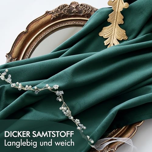 MIULEE Samtvorhang Kräuselband blickdicht 2er Set Smaragdgrün 140x245cm – Ansicht 6