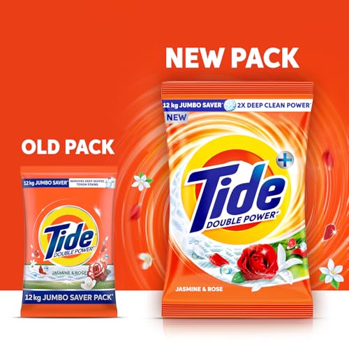 Image of Tide Plus Detergent Washing Powder - 12kg Jumbo Saver Pack | Jasmine & Rose Fragrance | 2X Deep Clean Power | World's No. 1 Detergent Brand