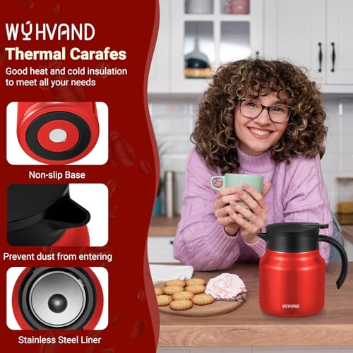 Image of Small Insulated Coffee Carafe, 27 oz, Keeps Hot for 12H, Red