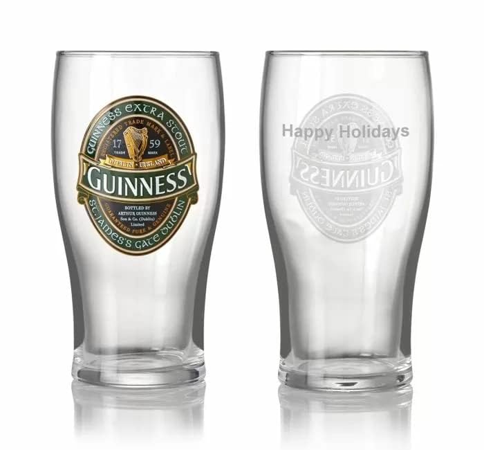 Guinness Green Collection Engraved Pint Glass Official Merchandise