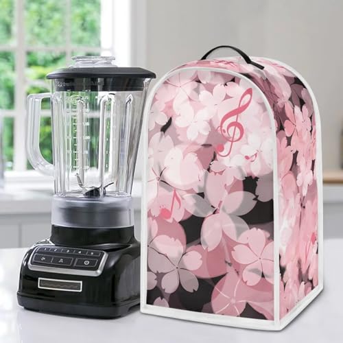 Image of Talayituse Music Note Cherry Blossom Print Blender Dust Cover, Fingerprint Protection Cover for Stand Mixer or Coffee Machine, Home Kitchen Appliance Covers for Stain Dust Resistant Supplies