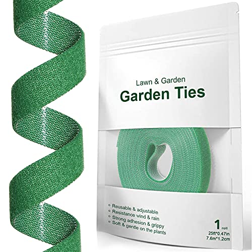 LE TAUCI Plant Ties, Garden Tape for Plant, Reusable Adjustable Thicker Support for Growing, Strong Grip, Tomato Vines Indoor Outdoor, 25 ft x 0.47 Inch, 1 roll, Green