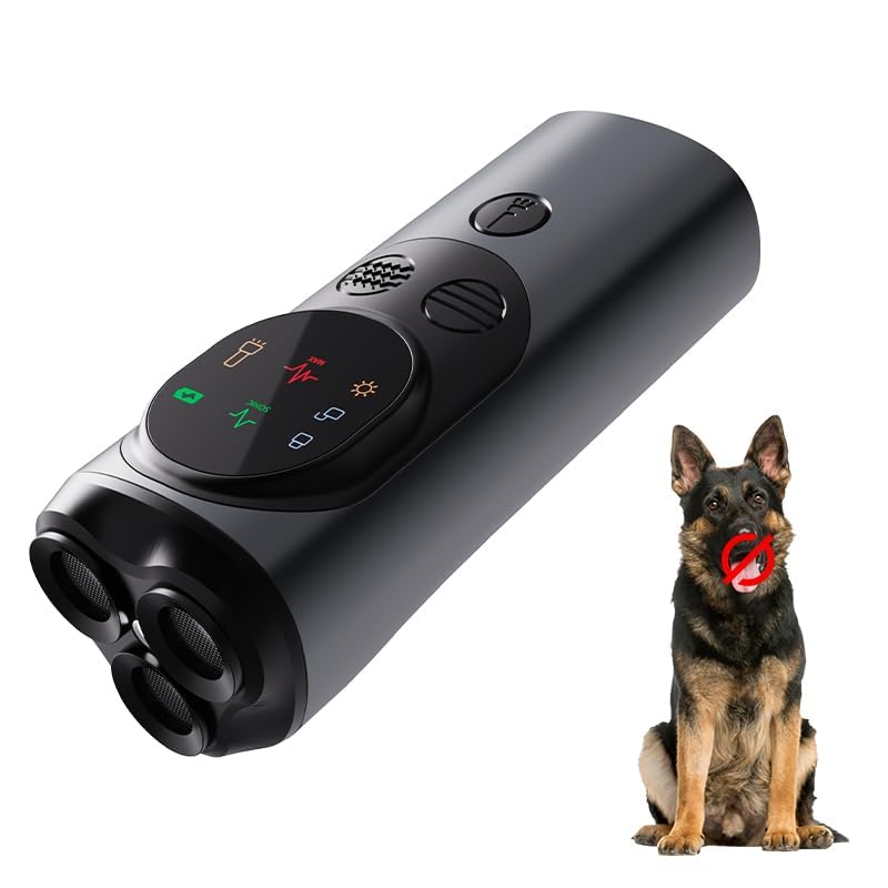BarkGuard Max - Bark Guard Anti Barking Device for Dogs, Dog Bark Deterrent with HD Display & LED Flashlight, Safe Dog Training to Stop Barking, Barking Silencer Indoor & Outdoor (Grey)