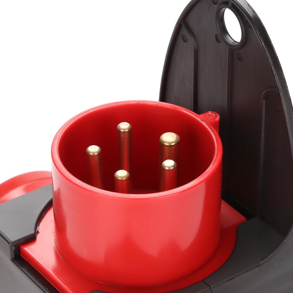 Wtyczka CEE, adapter rozdzielacz prądu 3 x CEE 400 V/16 A, 5-biegunowy, gniazdo CEE IP44, zabezpieczenie przed wodą rozbryzgową, z pokrywą zabezpieczającą, gniazdo Cee na plac budowy
