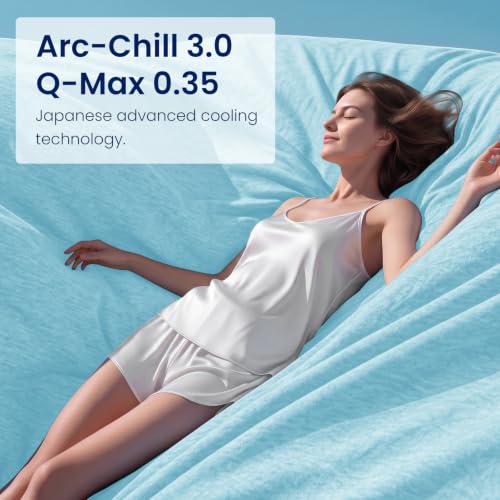 Image of Topcee Cooling Blanket (90 inchx90 inchQueen Size) for Night Sweats Absorbs Heat to Keep Adults Cool on Warm Nights, Q-Max 0.5 Cooling Blankets for Hot Sleepers, Ultra-Cool Lightweight Blanket for Bed