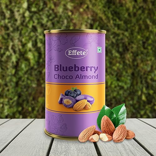 Image of Effete Choco Coated Blueberry Chocolate Almond Can - 96gm, Chocolaty Dryfruits, Chocolicious Almonds, Dryfruits chocolates packet, chocolates gift pack, chocolate box, chocolates gift hemper