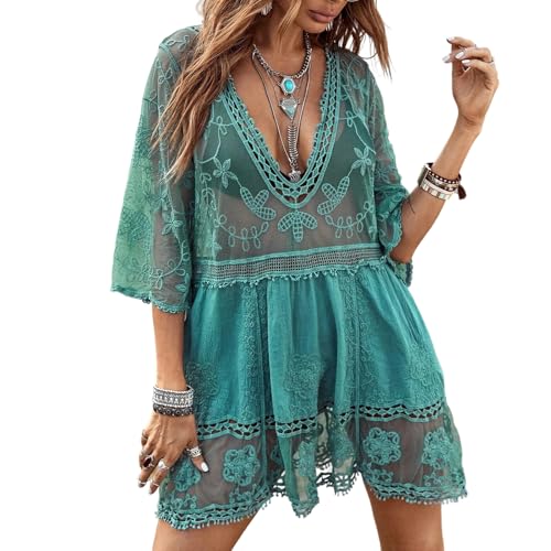 EOAMGO Beach Coverups for Women, Sexy Beach Dress Swimsuit Bikini Cover Ups, Sarongs for Women Beachwear (Green)
