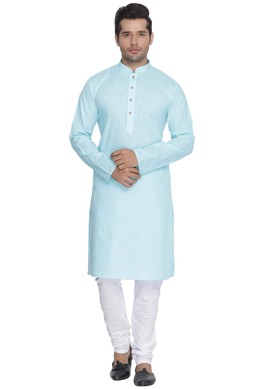 Mens Cotton Blend Kurta Pyjama Set - Classic Ethnic Attire for Timeless Style and Cultural Celebrations || Solid Plain Full Sleeves Kurta Pyjama Set
