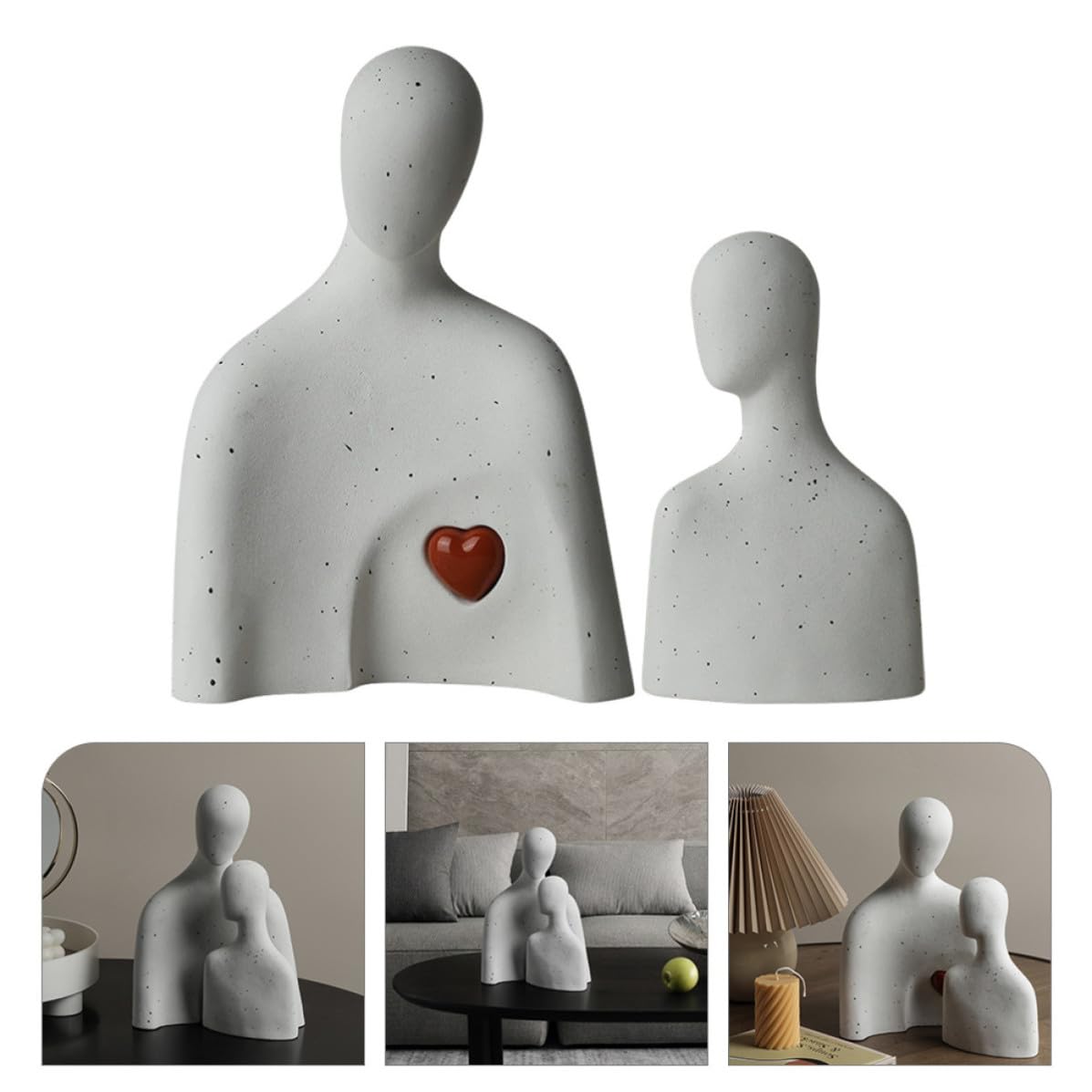 Cabilock 2 Piezas Escultura Abstracta de Figura Decorativa de Cerámica