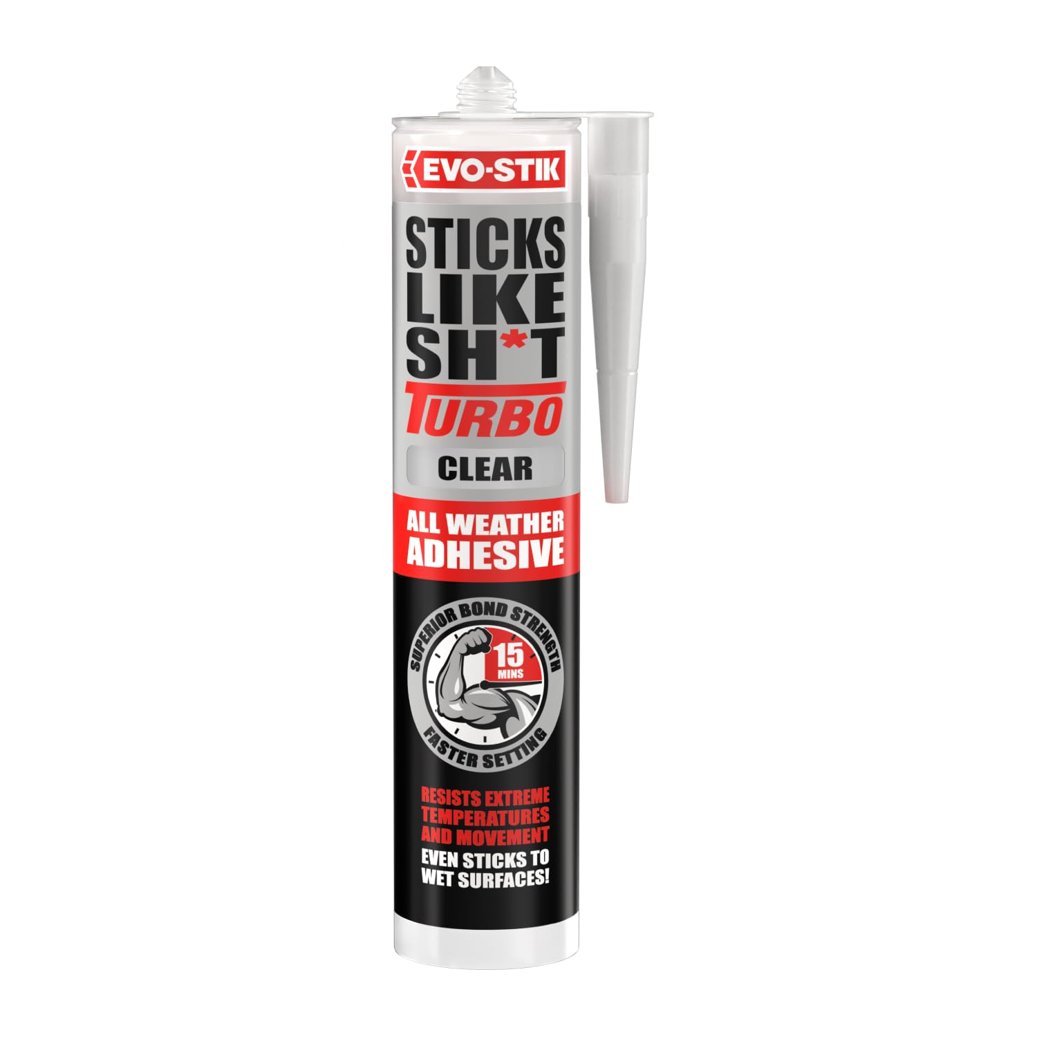 Sticks Like Sh*t Turbo CLEAR Adhesive - 290ml - All Weather - Fast Setting - Extreme Temperature & Movement Resistant