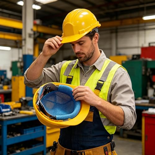 Banda absorbente para casco de protección con clips lavables para operarios 3