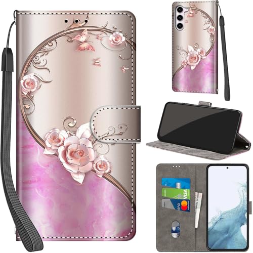 Salanheo Case Wallet for Samsung Galaxy S23 Pink Rose