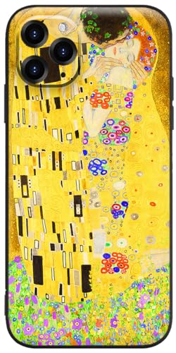 Berkin Arts Compatibile con Custodia per iPhone 11 Pro Cover Silicone con protezione per lo schermo Fioritura leggera gialla (Gustav Klimt-Il Bacio)