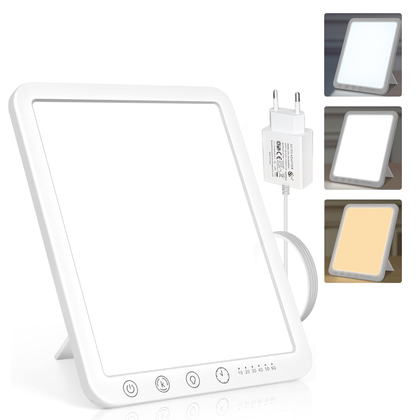 Sotipevs Tageslichtlampe 15000 Lux, UV-freie LED Lichttherapielampe Tageslicht, LED Daylight Lampe, Touch-Control Sonnenlicht Lampe, Vollspektrumlampe für Zuhause/Büro
