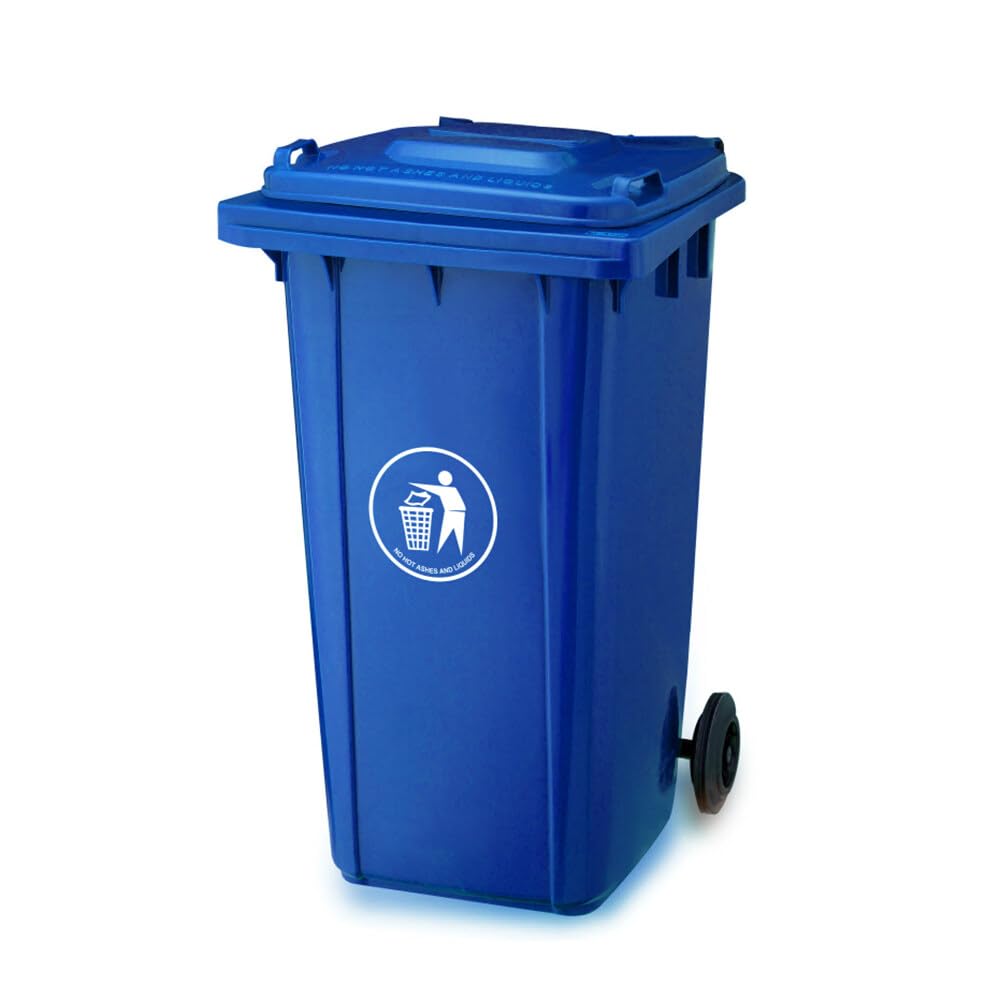 Panana 3 COLORS 240L Wheelie Bin Large Recycling Council Size Outdoor Rubbish Rubber Wheel Bins for Trash and Rubbish (Blue)