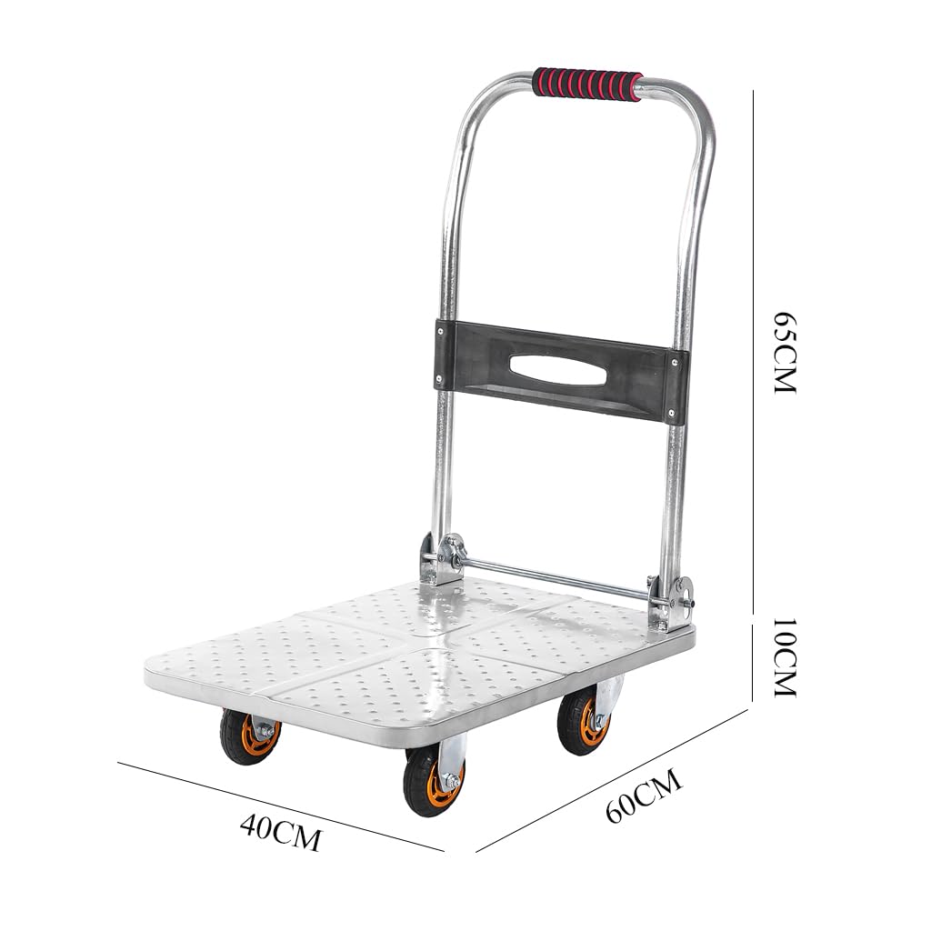 Składany wózek platformowy, push cart z kółkami obrotowymi 360°, magazyn garażowy, ruchomy wózek platformowy, nośność 100 kg