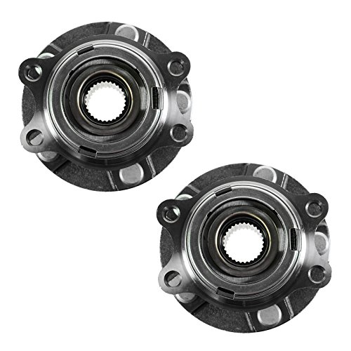 Image of TRQ Front Driver and Passenger Side Wheel Bearing and Hub Assembly Set 2 Piece Compatible with 2008-2012 Nissan Altima Base Model S SL Hybrid 2007 Altima Base Model S Hybrid with 4 Wheel ABS Brakes
