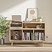 Record Player Stand with Charging Station & USB Ports, Mid-Century Turntable Stand Table Holds Up to 300 Albums, Vinyl Record Storage Cabinet with Wood Legs for Living Room Office (Wood)