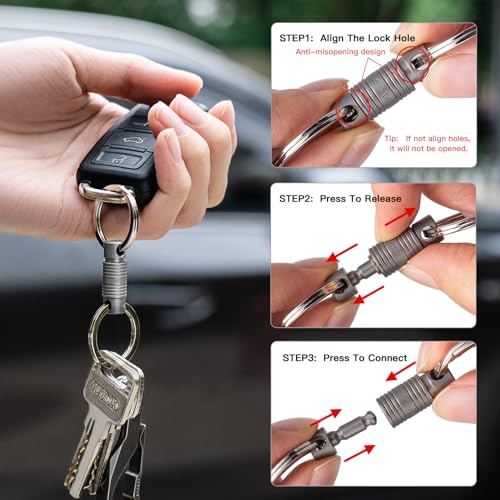 TISUR Titanium Quick Release Keychain, 360° Rotation Separating Keychain,Small Pull Apart Key Chain With Detachable Key Rings - Image 4