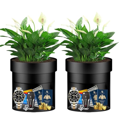 Sdstone 2pack Flower Pot Diversion Safe with Key Lock,Stainless Steel Secret Hidden Safe Lock Box,Disguised safe (Black) Plants Not Include by Sdstone - Used condition - US$28.56